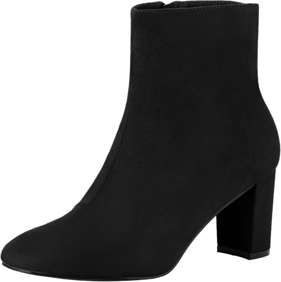 Allegra K Women's Dress Round Toe Side Zip Chunky Heel Ankle Boots Black 10