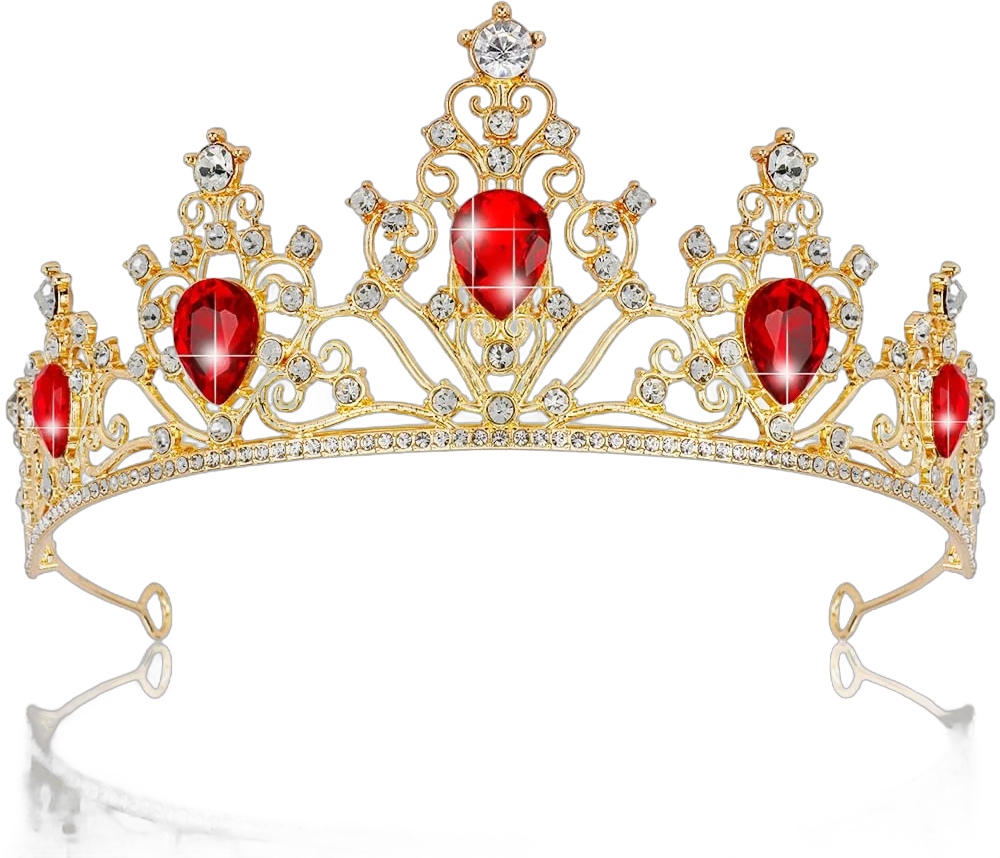 hzhuafultd Queen of Hearts Crown Gold Tiara for Women, Gold Crown Red Gem Crystal Royal Queen Crown Rhinestone Princess Tiaras for Girls Quinceanera Crown for Birthday Prom Halloween Party