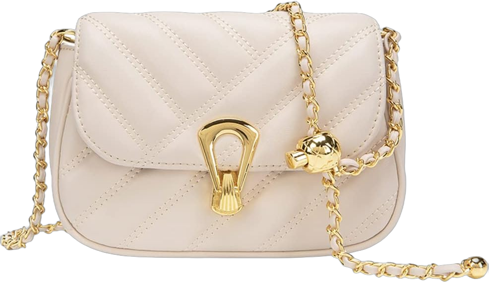 Mn&Sue Crossbody Bags for Women Fashion Quilted Purse Small Shoulder Bag with Adjustable Chain Ladies Clutch White