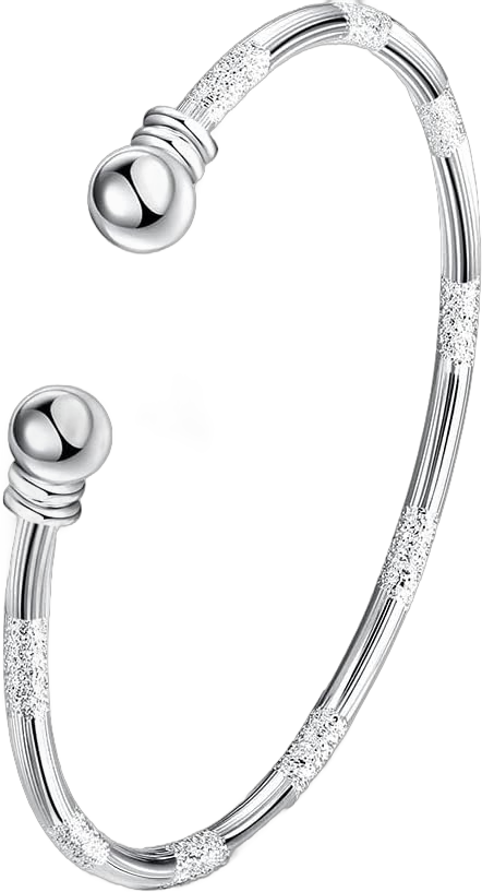 KACON Sterling Silver Bangle Bracelet, Fashion Simple Open Bangles Cuff bracelets for Women