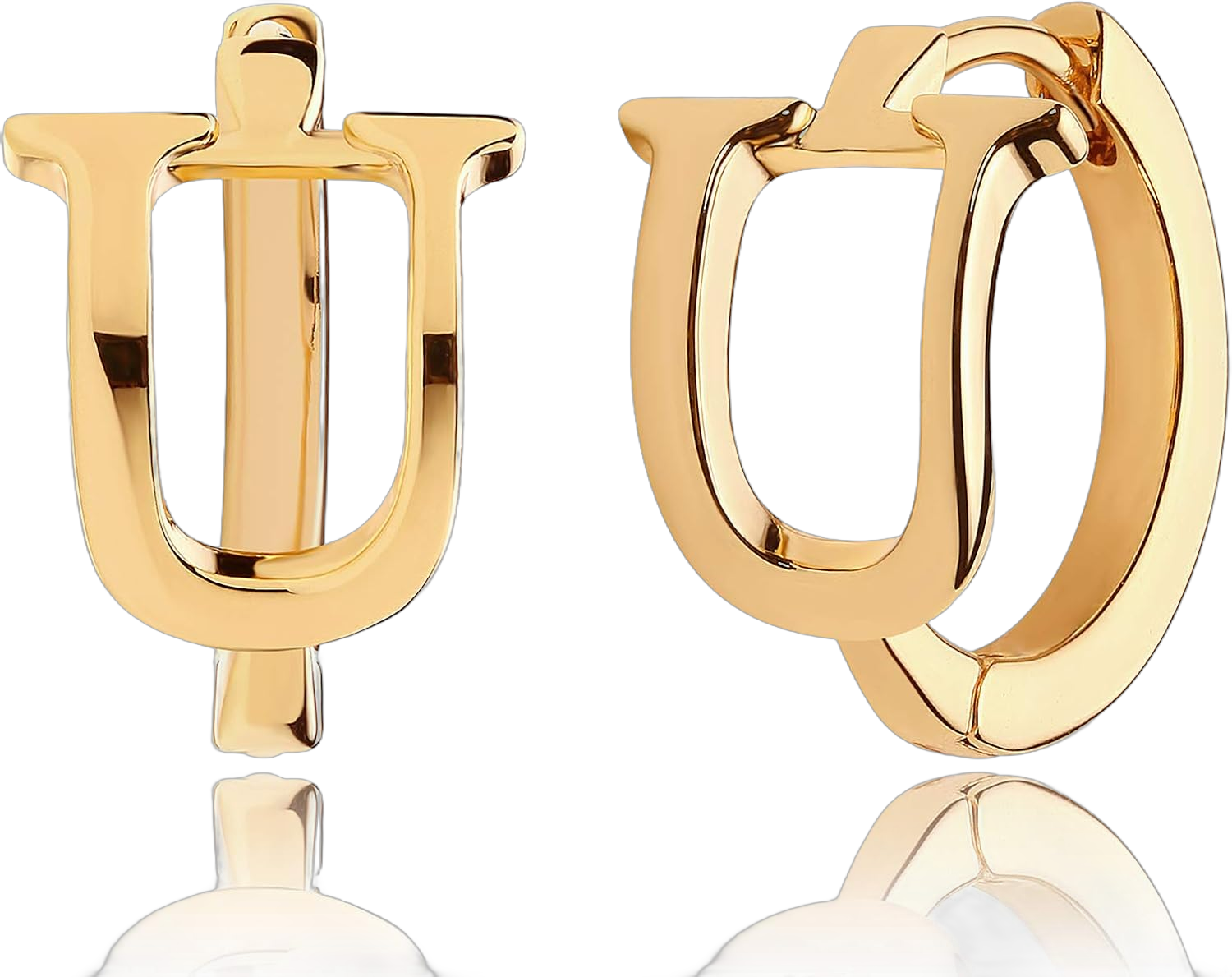 BEMOLY Dainty Initial Hoop Earrings 14K Gold plated Simple Small Alphabet Initials A-Z 26 Letter Huggie Hoop Earrings Charm Personalized Hypoallergenic Women Gift U