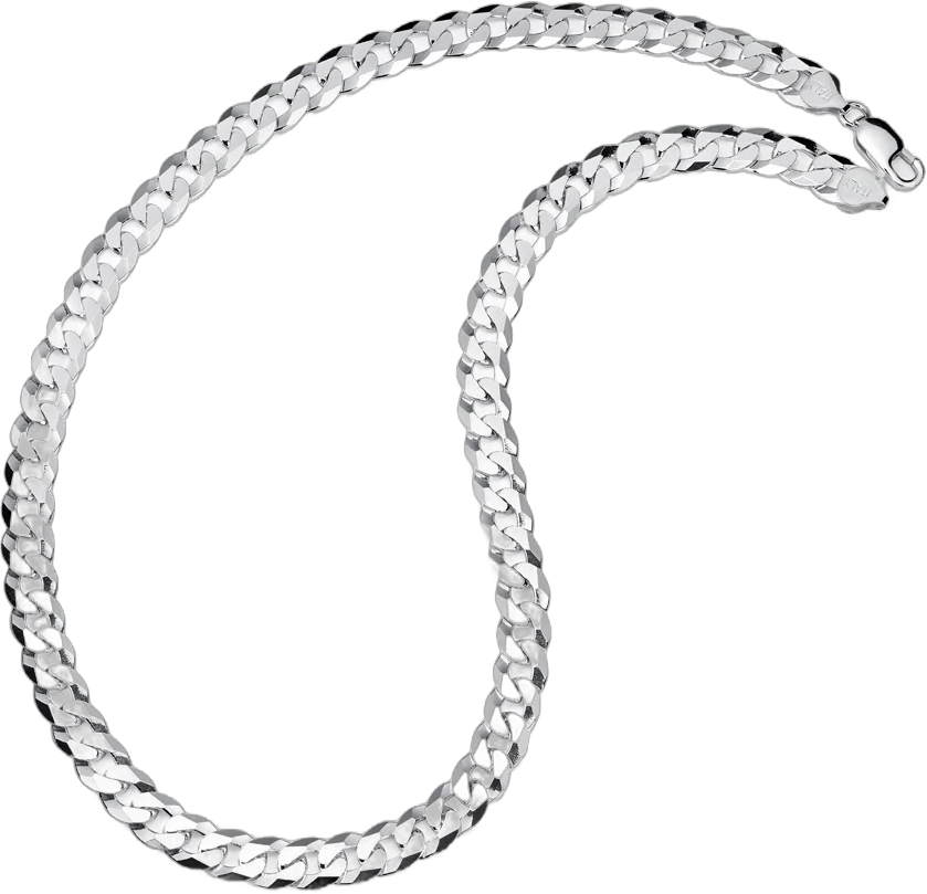 Metal Masters Men's 7MM Sterling Silver 925 Italian Curb Chain Necklace 20" 22" 24" 26" 28" 30"