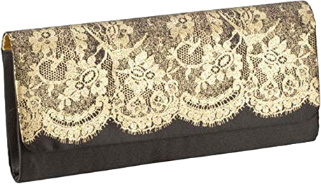 Womens Clutch Purse Elegant Black Gold Lace Evening Bag Nylon Satin Interior(Pack of 10)