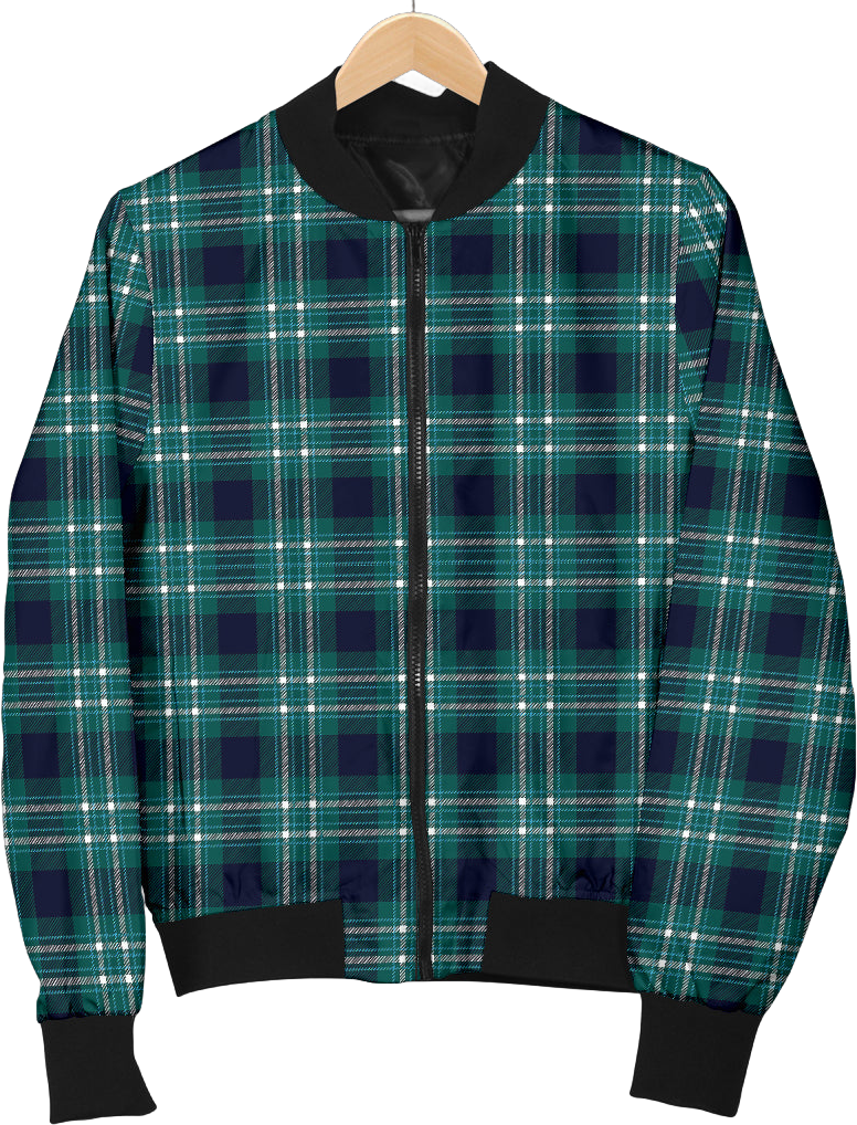 Mens Green Plaid Bomber Jacket