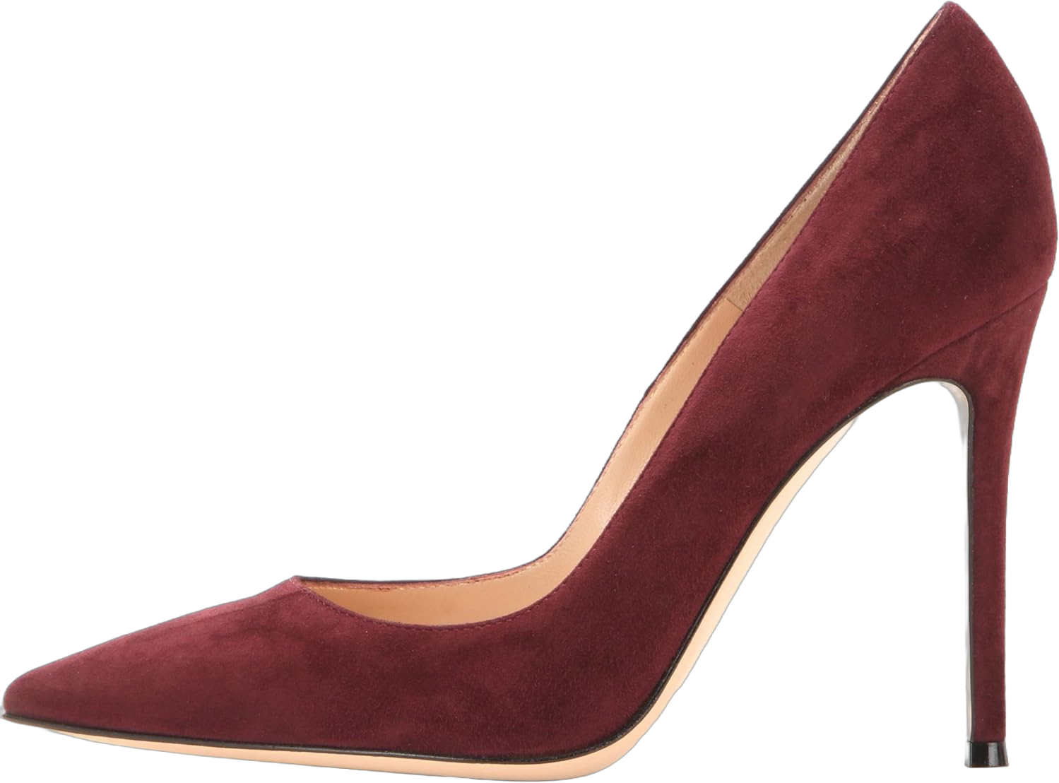 SAMMITOP Women's Pointed Toe High Heel Pumps 10cm Classic Stiletto Suede Shoes 7 Burgundy