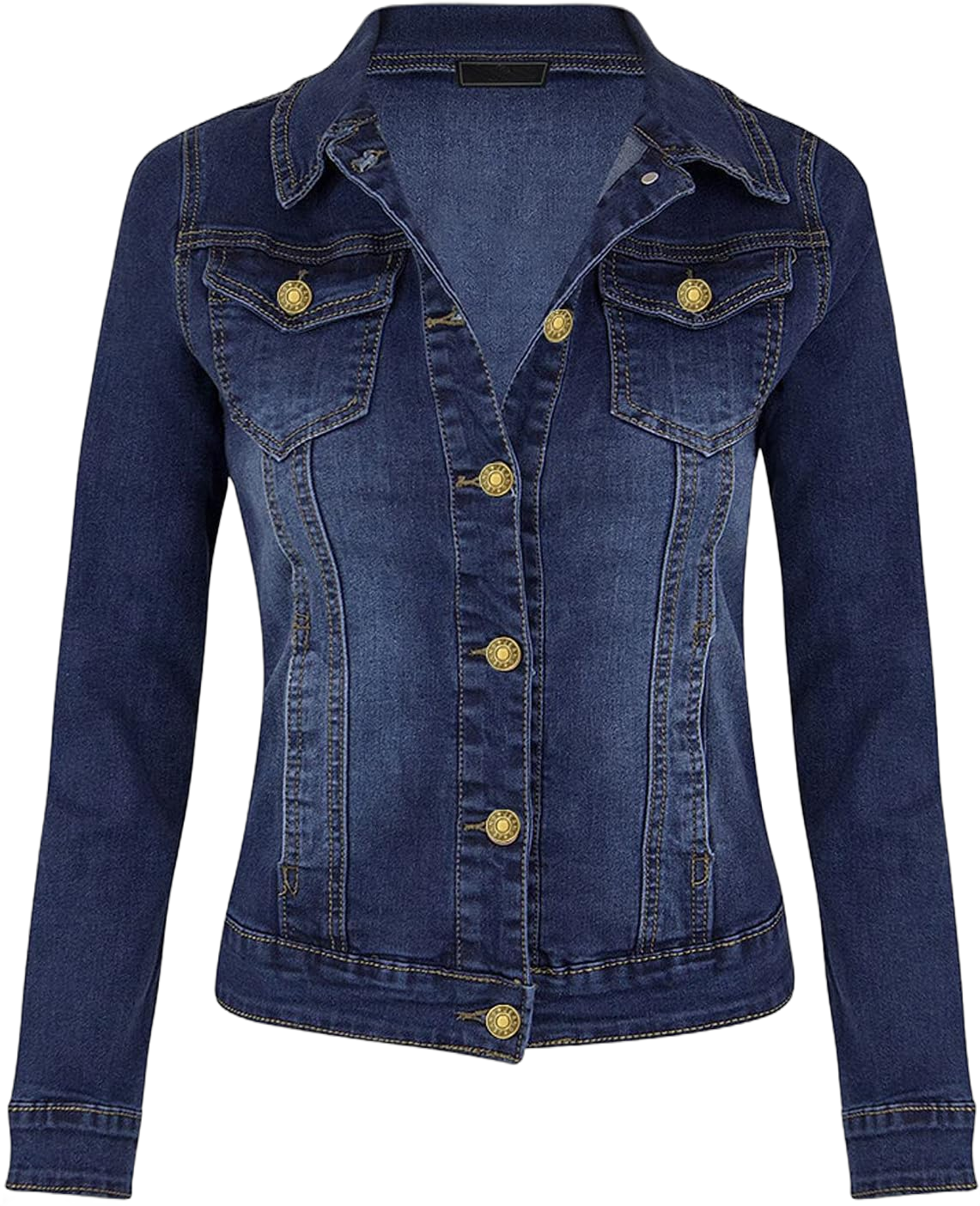 Women's Classic Casual Solid Denim Jackets Long Sleeve Fashion Cropped Button Outwear Jean Shirts