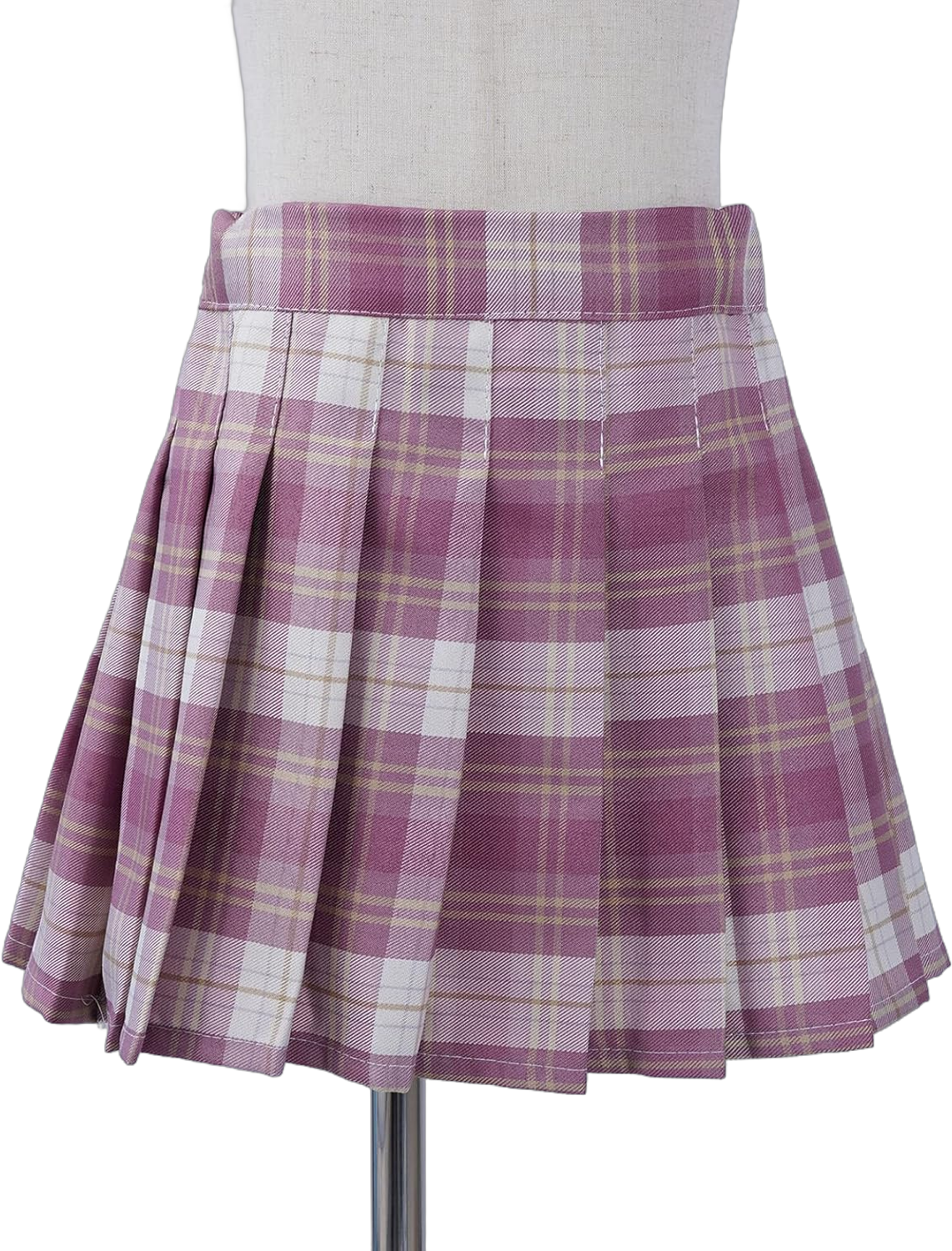 Schoolgirls Uniform Skirt Students High Waist Plaid Pleated Skater Skirt Tennis A-Line Mini Skorts with Lining Shorts 5-6 Pink