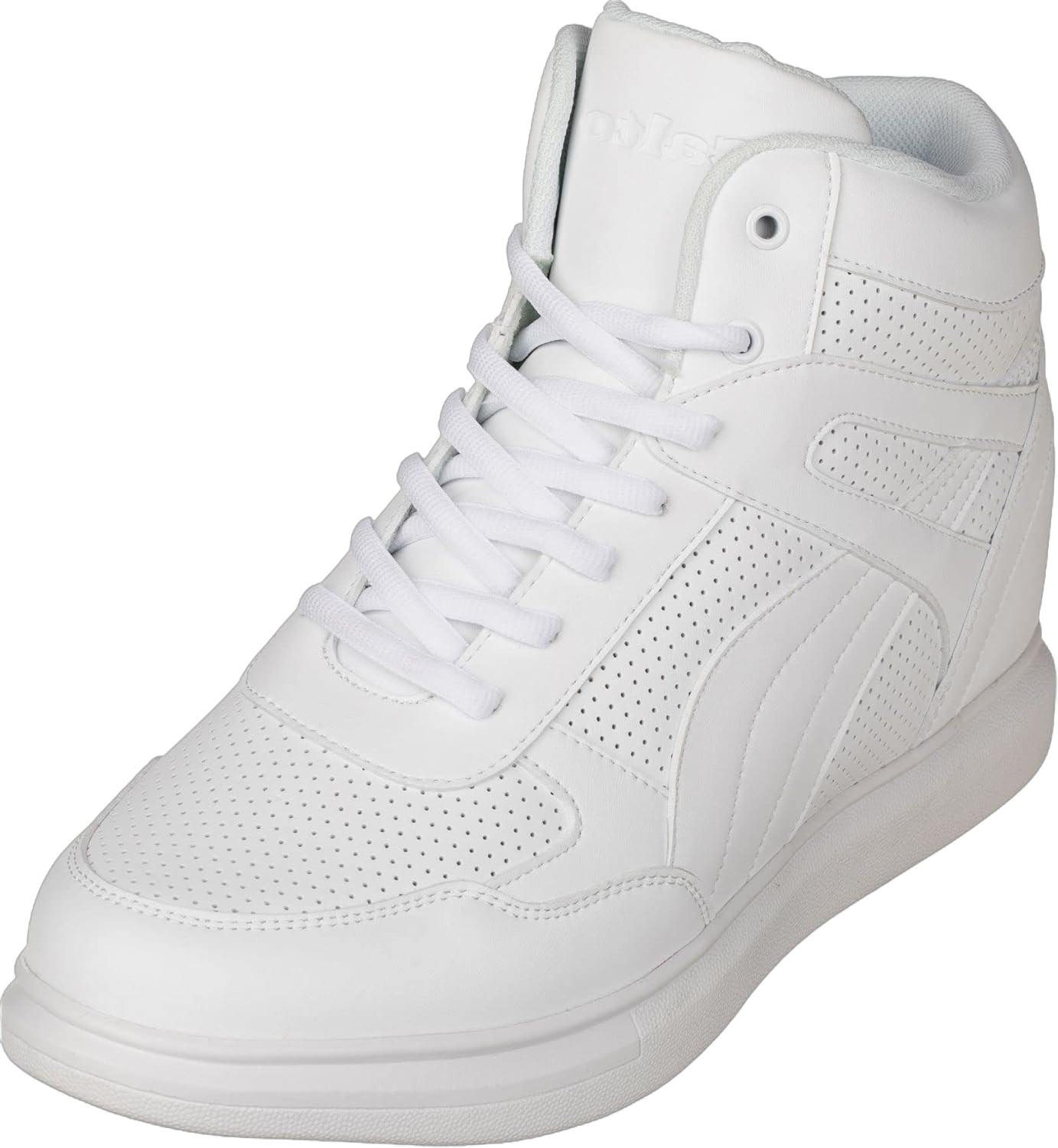 CALTO Men's Invisible Height Increasing Elevator Shoes - Lace-up High-top Fashion Sneakers - 3.8 Inches Taller 6 White