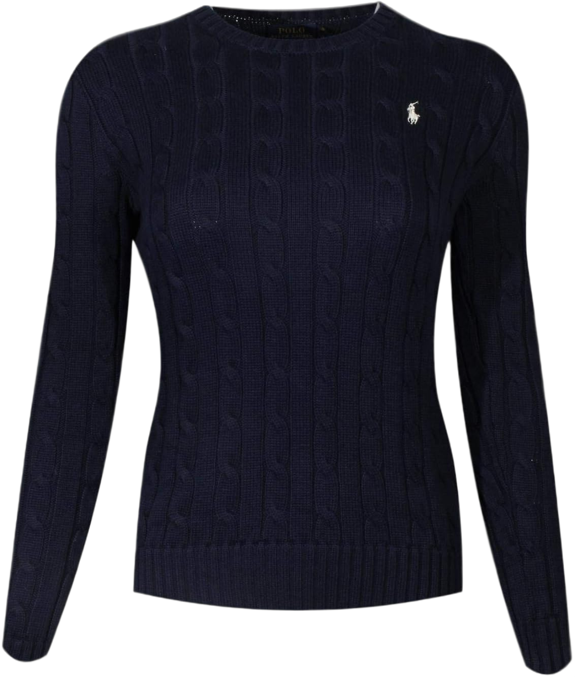 RALPH LAUREN Polo Womens Cable Knit Crew Neck Sweater Medium Navy