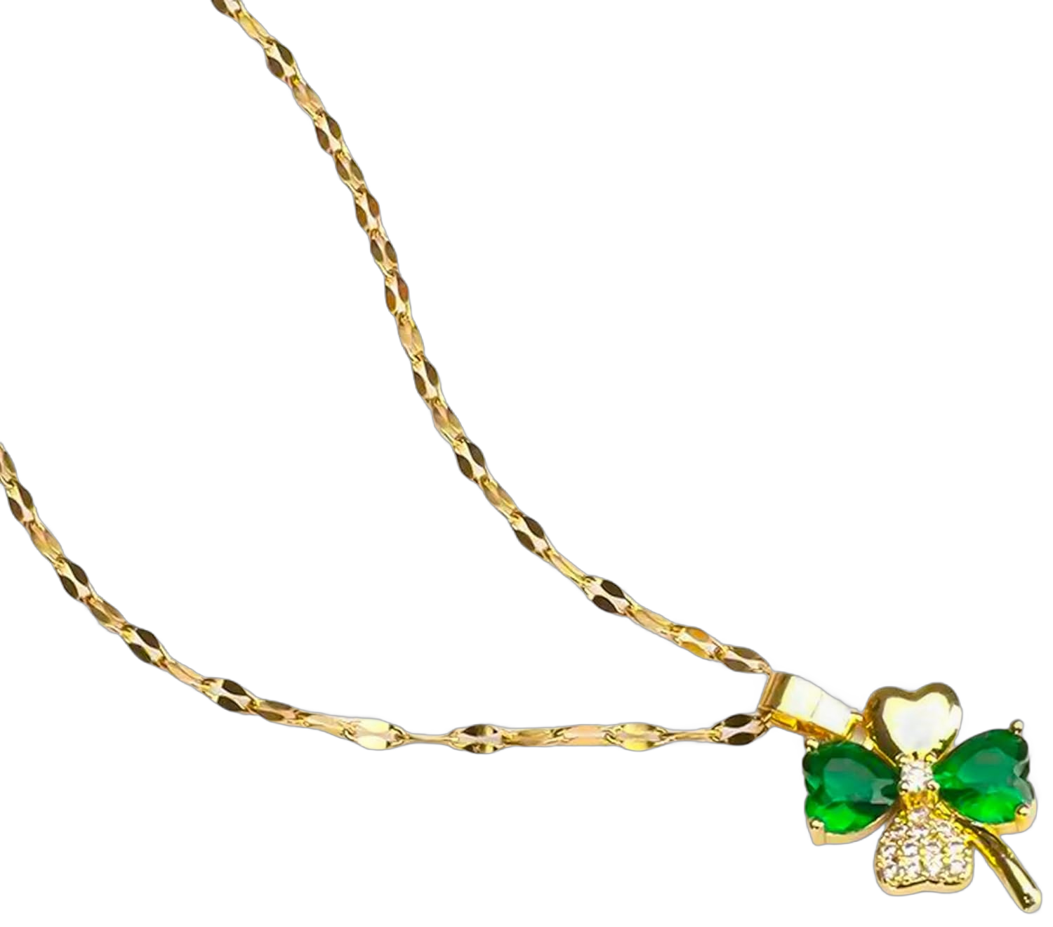 Sweet Green 4 Leaf Clover Flower Pendant Necklace for Women and Girls, With Gold Plated, Best for all special occasions