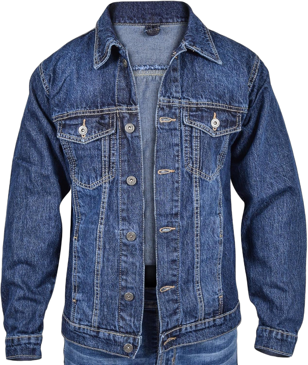 A2Z Mens Jacket Fashion Denim Jacket Jeans Long Sleeves Coat for Mens S,M,L,XL,XXL Medium Dark Blue