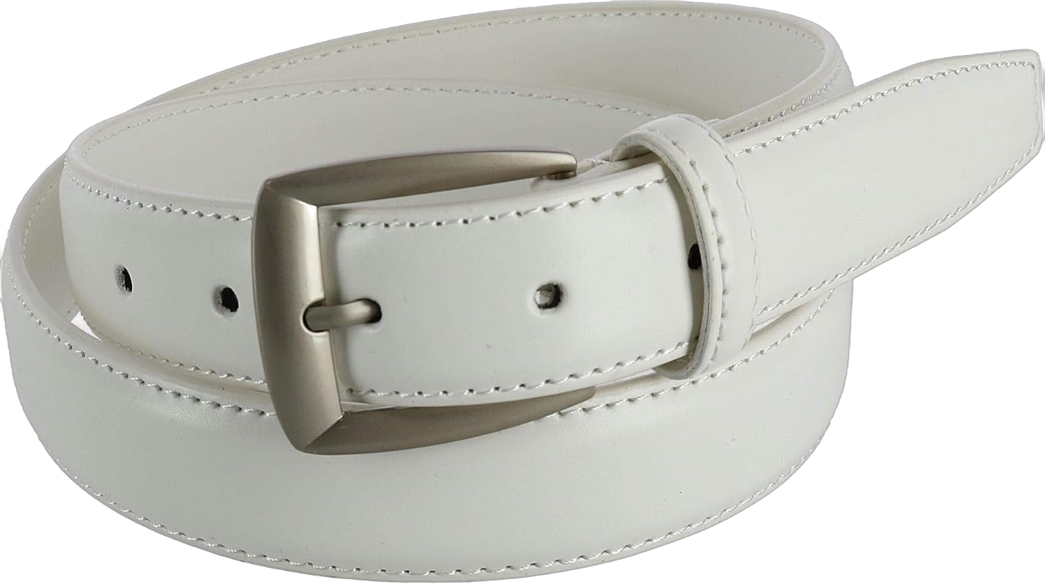 CTM® Men's Basic Leather Dress Belt, 44, White