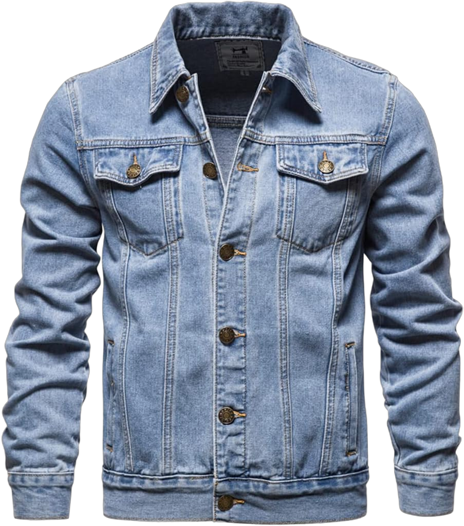 Fashion Mens Denim Trucker Jackets Slim Fit Mens Jeans Jacket Cotton Outwear Coat Long Sleeve Plus Size Male XX-Large Light Blue