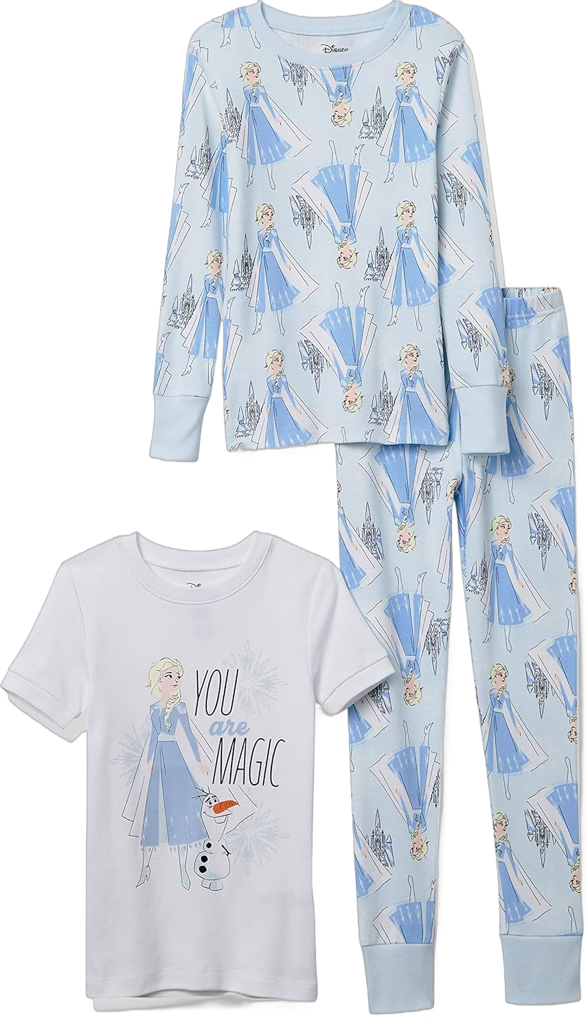 Amazon Essentials Disney | Marvel | Star Wars Babies, Toddlers, and Girls' Pajama Set, 4-Piece (Previously Spotted Zebra) 12 Frozen/Magic