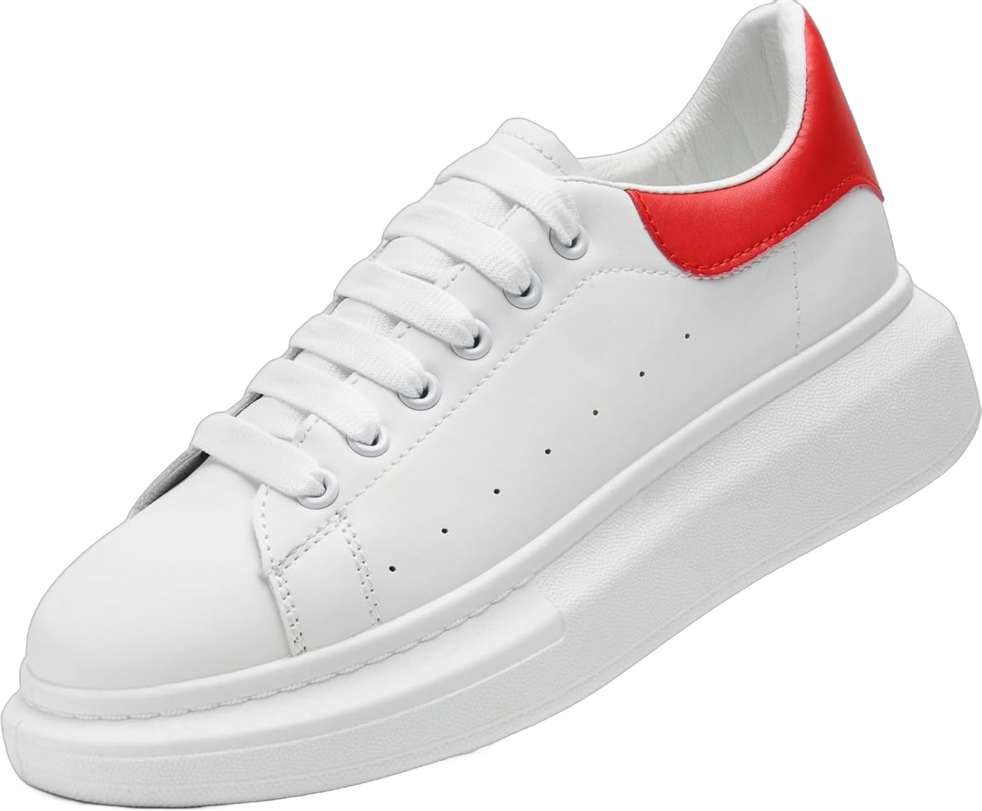 COVS Platform White Sneakers for Women, Women's Fashion Sneakers, Leather Sneakers for Women Unisex Height Increase Shoes 11 Wide Red