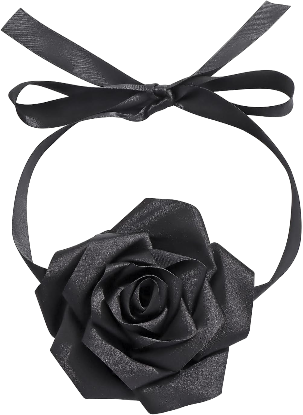 Firstmeet Big Floral Rose Necklace Handmade Flower Satin Ribbon Choker Necklace for Women Black