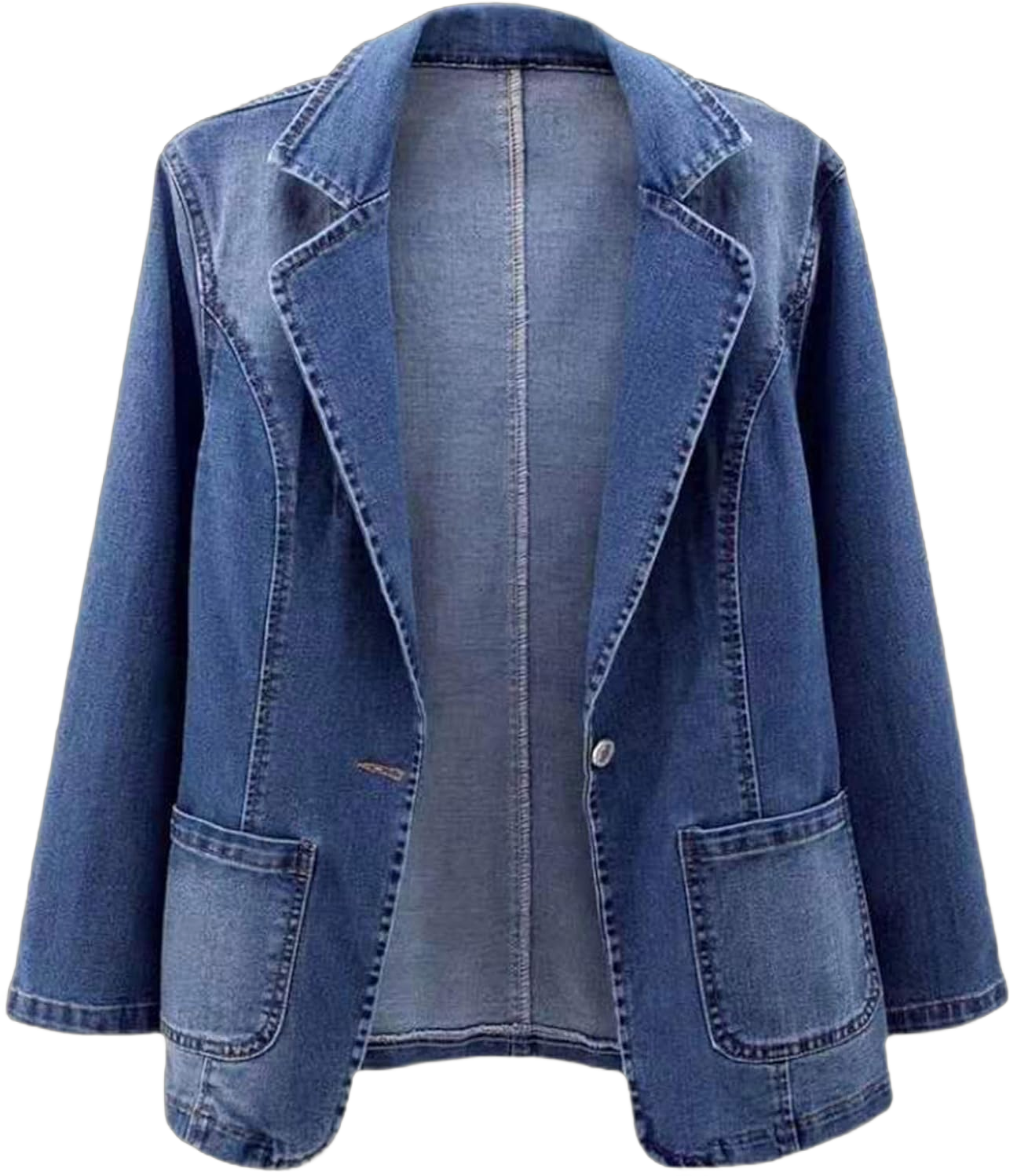 Women Denim Jackets Oversized Distressed Spring Fall Lapel Long Sleeve Lightweight Button Jean Coat Plus Size Shackets XX-Large A1_blue