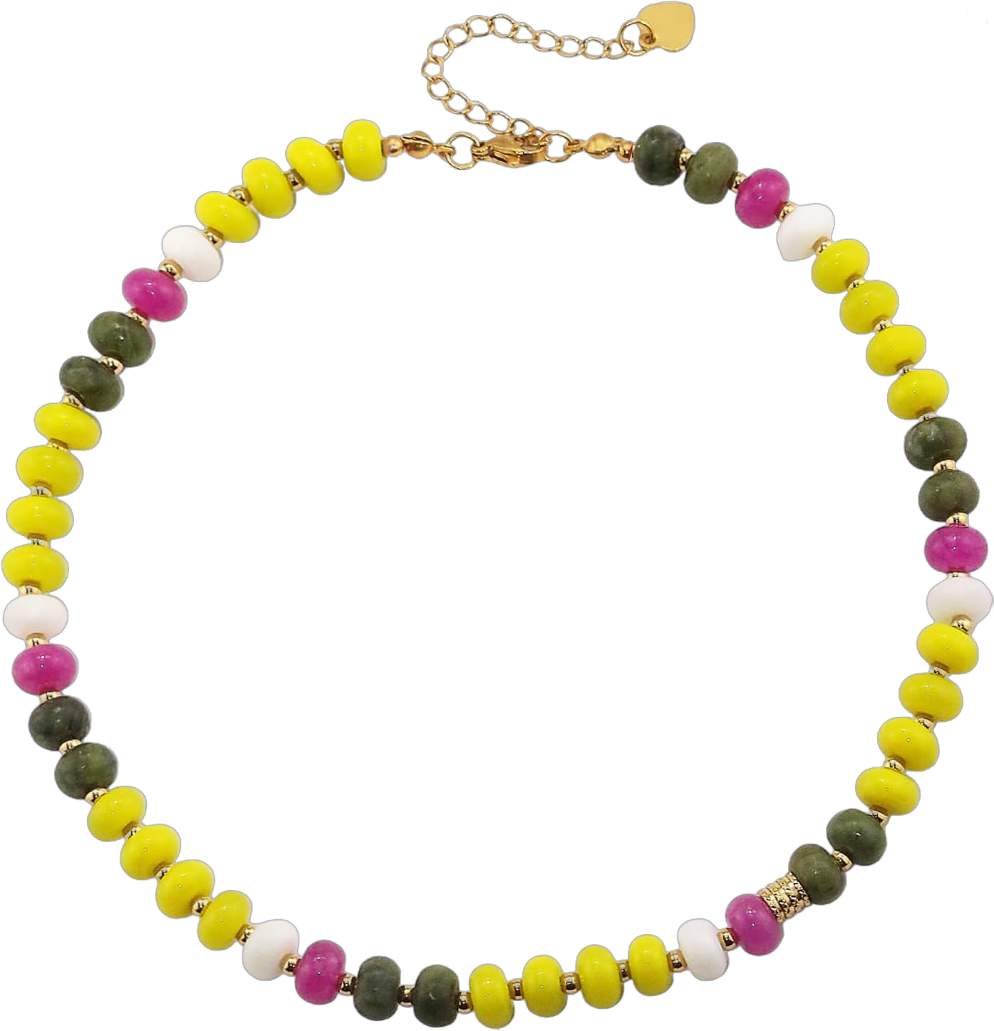 CSIYANJRY99 Colorful Beaded Necklace for Women Boho Natural Gemstone Beads Choker Necklace Trendy Y2K Necklace Summer Beach Jewelry for Women Yellow Green Pink