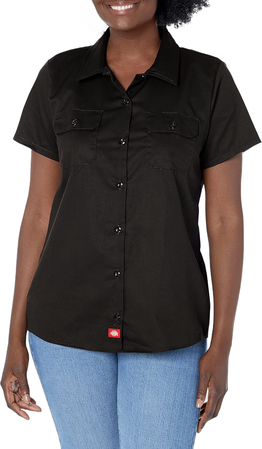 Dickies Women's Short-Sleeve Work Shirt Large Black