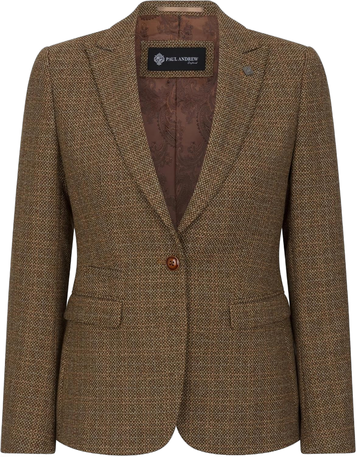 Women's Blazer Brown Tweed Tailored Fit Formal Jacket