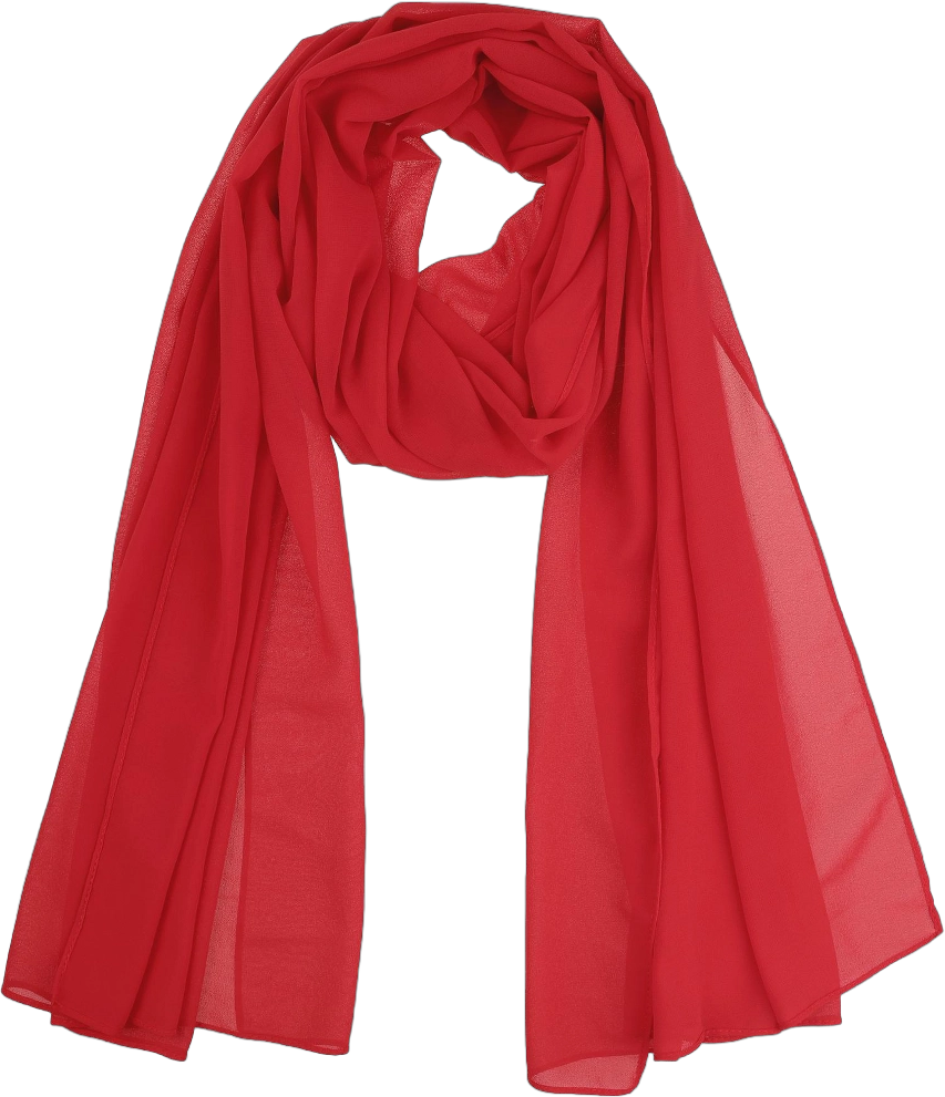 Elerevyo Women's Solid Chiffon Sheer Lightweight Soft Long Scarf Shawl 1 Pc Red 180x70cm/70.9x27.6 inches(LxW)