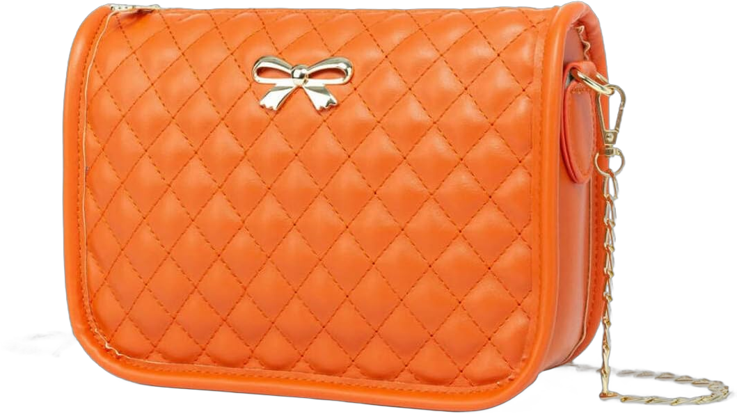 Hanbella Crossbody Purse for Women - Cute Quilted Leather Shoulder Bag with Gold Chain Strap for Teen Girls - Womens Clutch 3-2 Quilted Orange