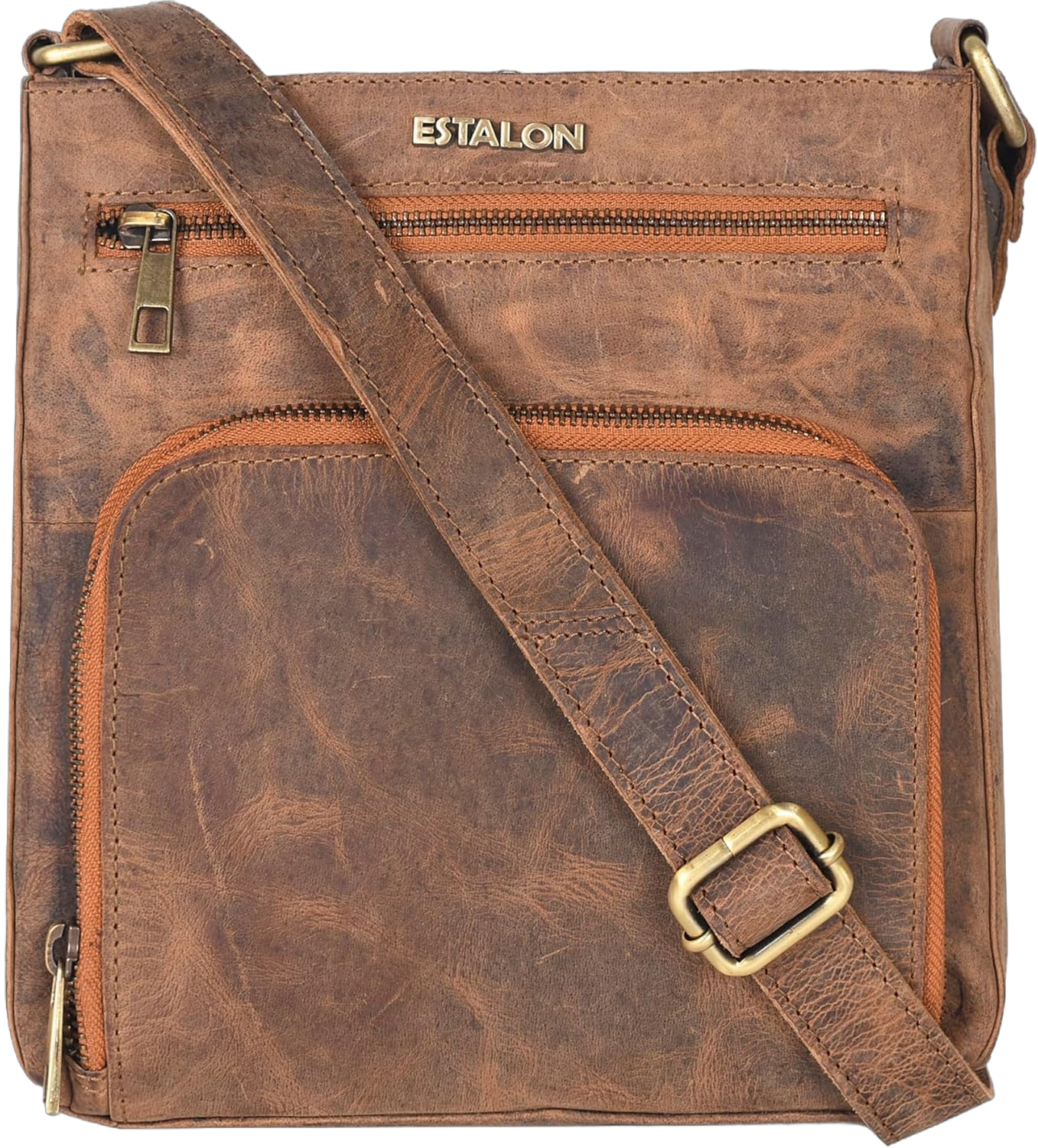 ESTALON Leather Crossbody Bags For Women - Trendy Cross Over Shoulder Bags -Women's Leather Crossbody Purse -Ladies Sling Bag Vintage Cognac