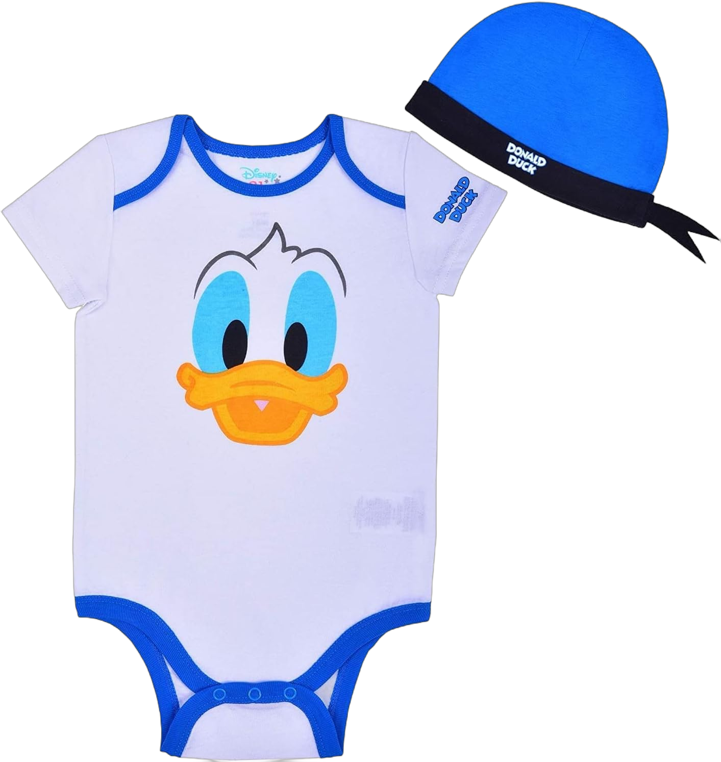 Disney Boys’ Mickey Mouse or Donald Duck Costume Bodysuit and Hat Set for Newborn and Infant – Black/Red or Blue/White