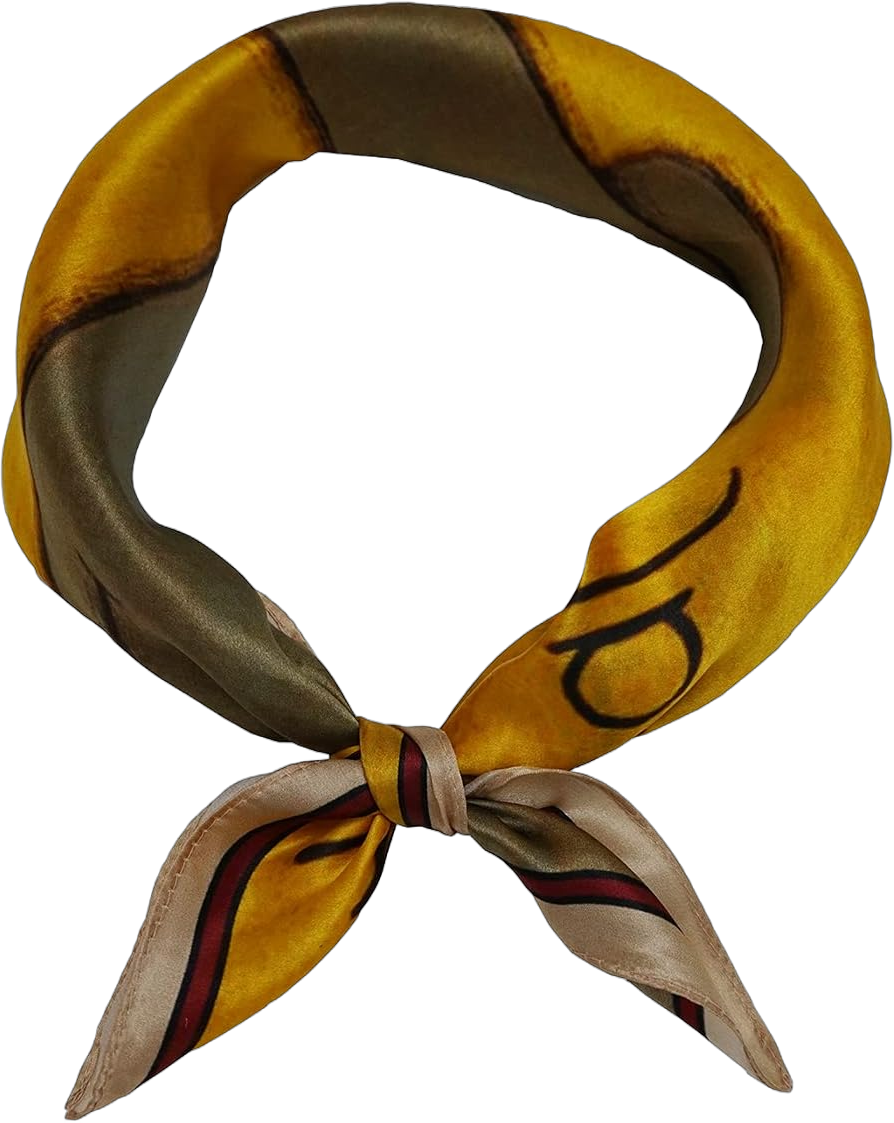 100% Pure Mulberry Silk Scarf 21"x21" Lightweight Neckerchief Head Scarves Women Men Small Square Printed Scarves Elephant-yellow