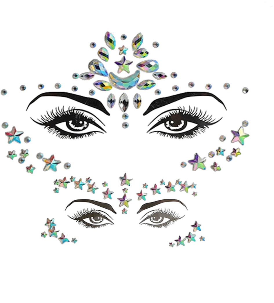 Crystal Face Stickers 2 Sheets Festival Face Jewels Crystal Temporary Rave Stickers Party Glitter Body Jewels Sparkle Fece Gems Club Cosplay Body Jewels Makeup for Women and Girls