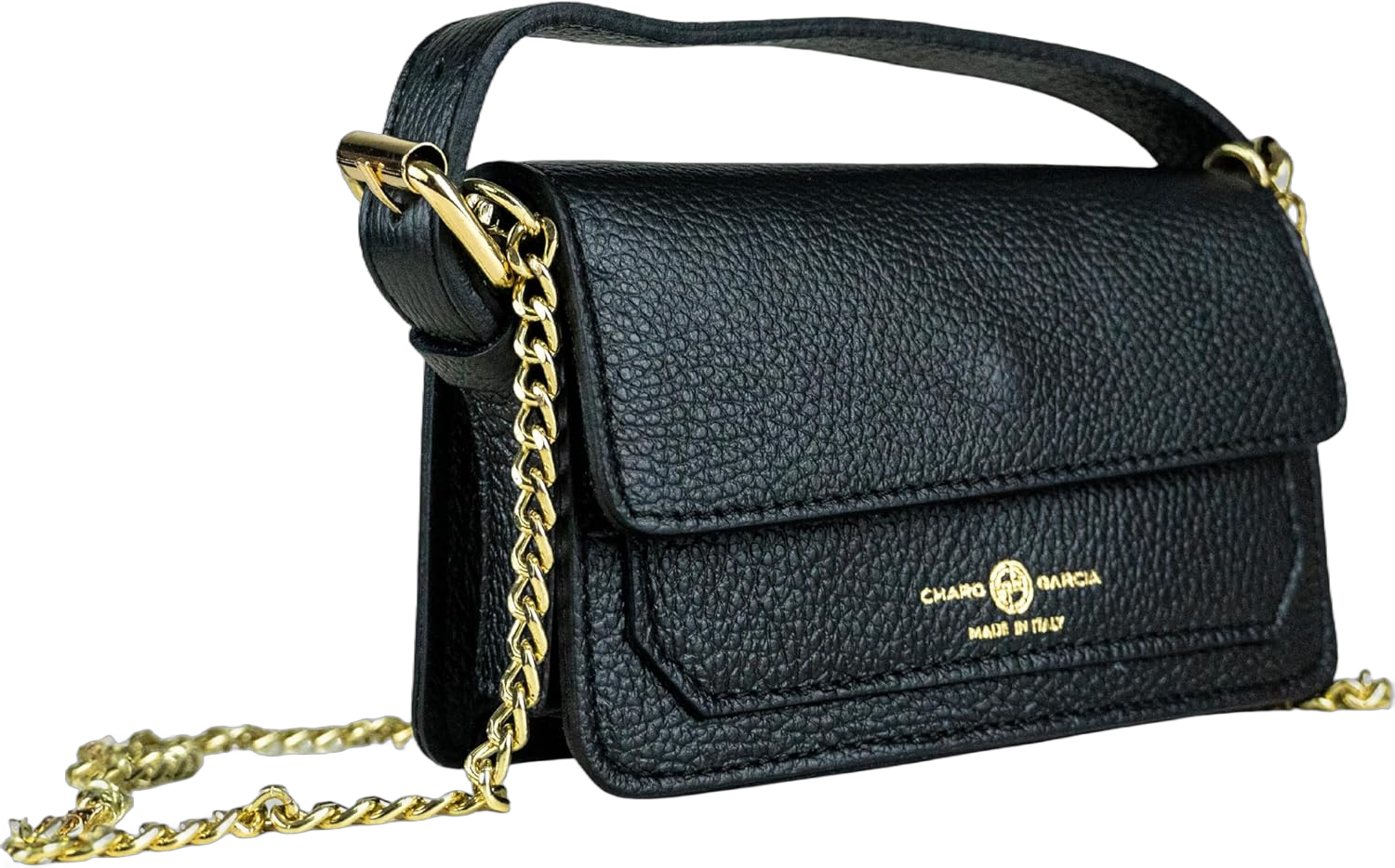 Premium Italian Leather Handmade in Florence, Italy. Small Crossbody Bag for Women with a Detachable Strap Made in Italy Black