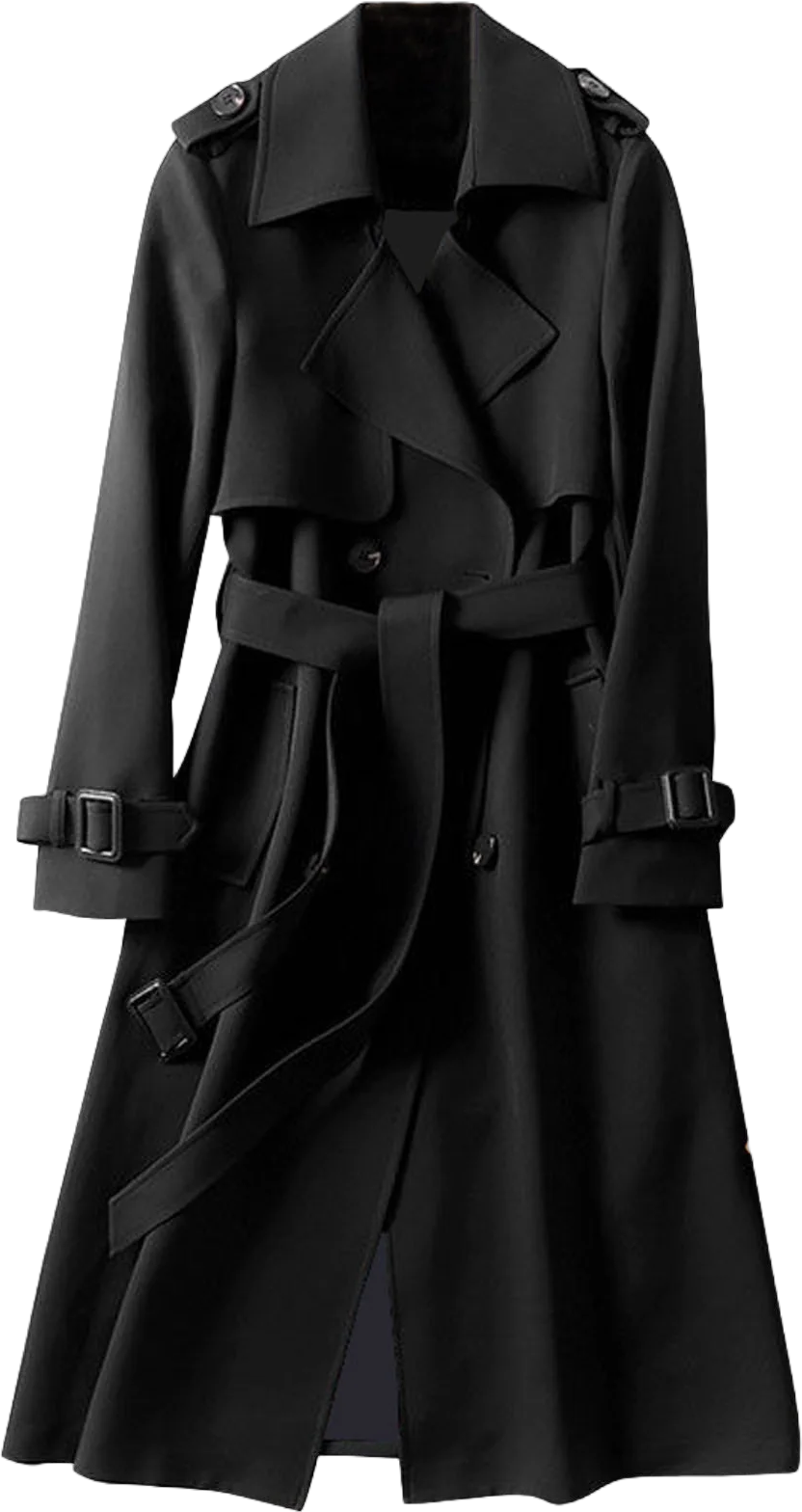 Outfmvch Trench Coat For Women 2023 Winter Coats For Women Trench Windbreaker Fit Coat Solid Long Slim Jacket Womens Winter Coats Black 2Xl