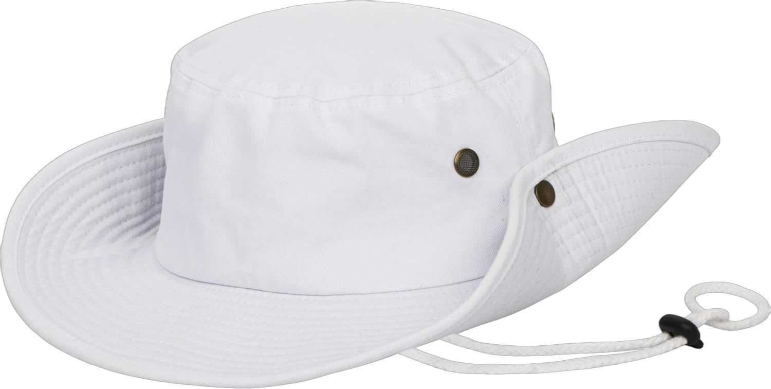 Men Safari Fishing Hat Wide Brim Solid Boonie Sun Hat with Snap Up Outdoor Hunting Hiking Summer Cap Large White Large