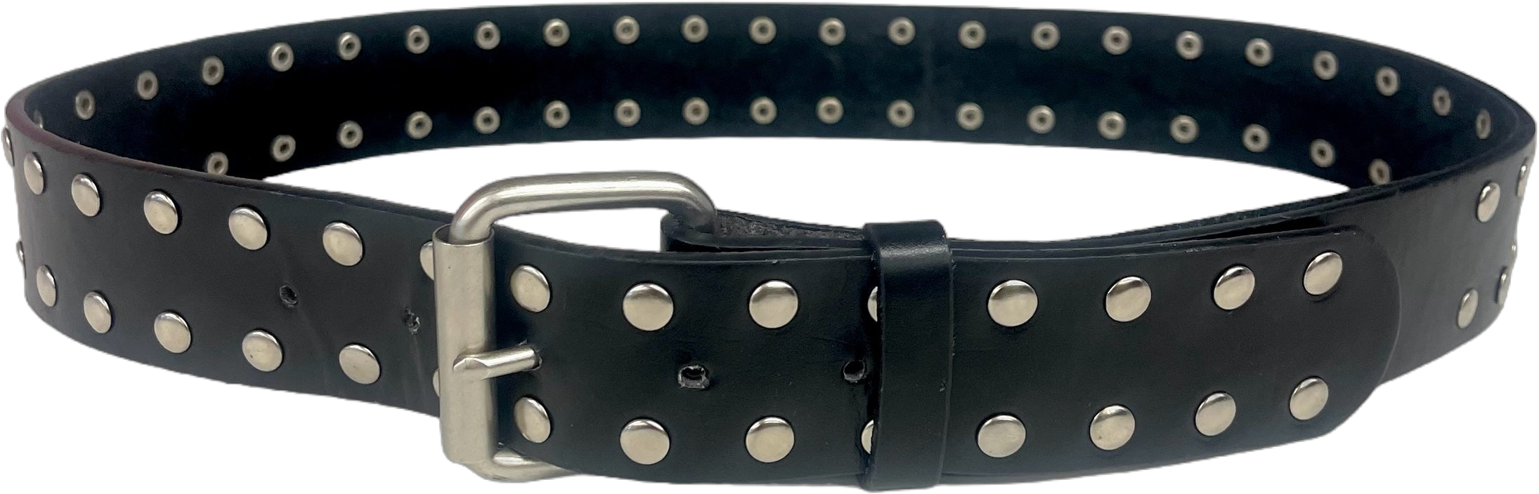 Black Silver Studded Leather Belt