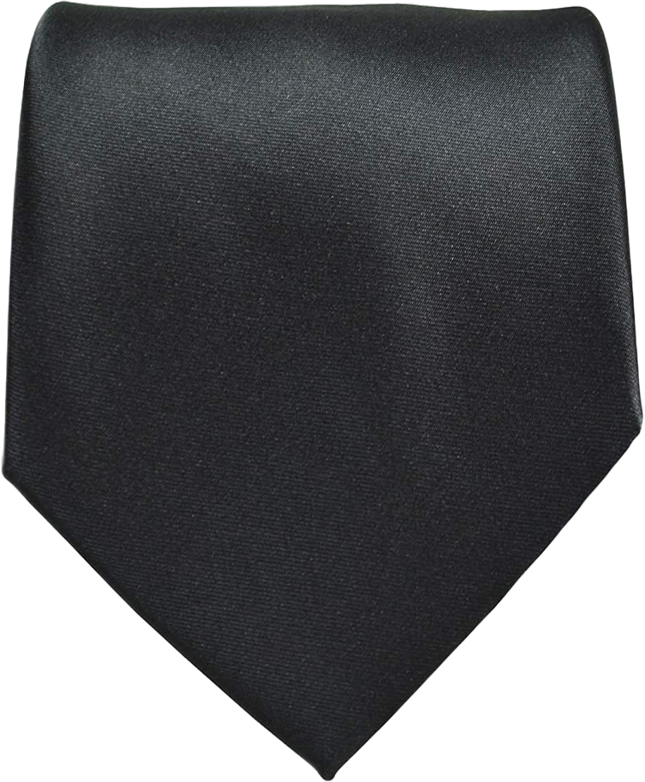 Mens Solid Color Formal Tie Wedding Necktie 3.5" Satin Finish Black