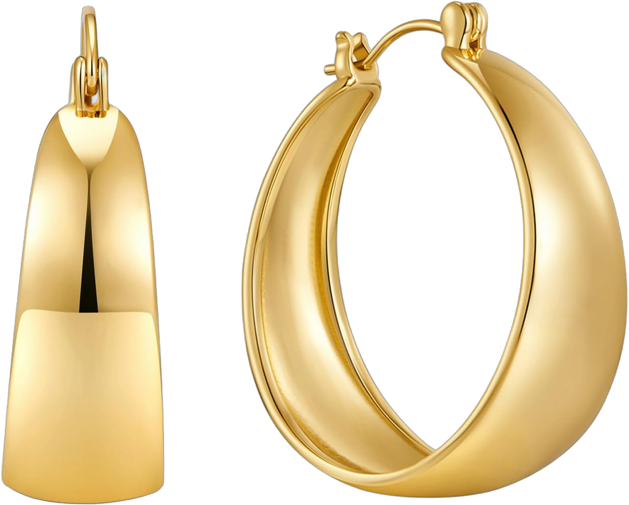 Gold Huggie Hoop Earrings for Women Everyday Fashion Jewelry Gold E Large