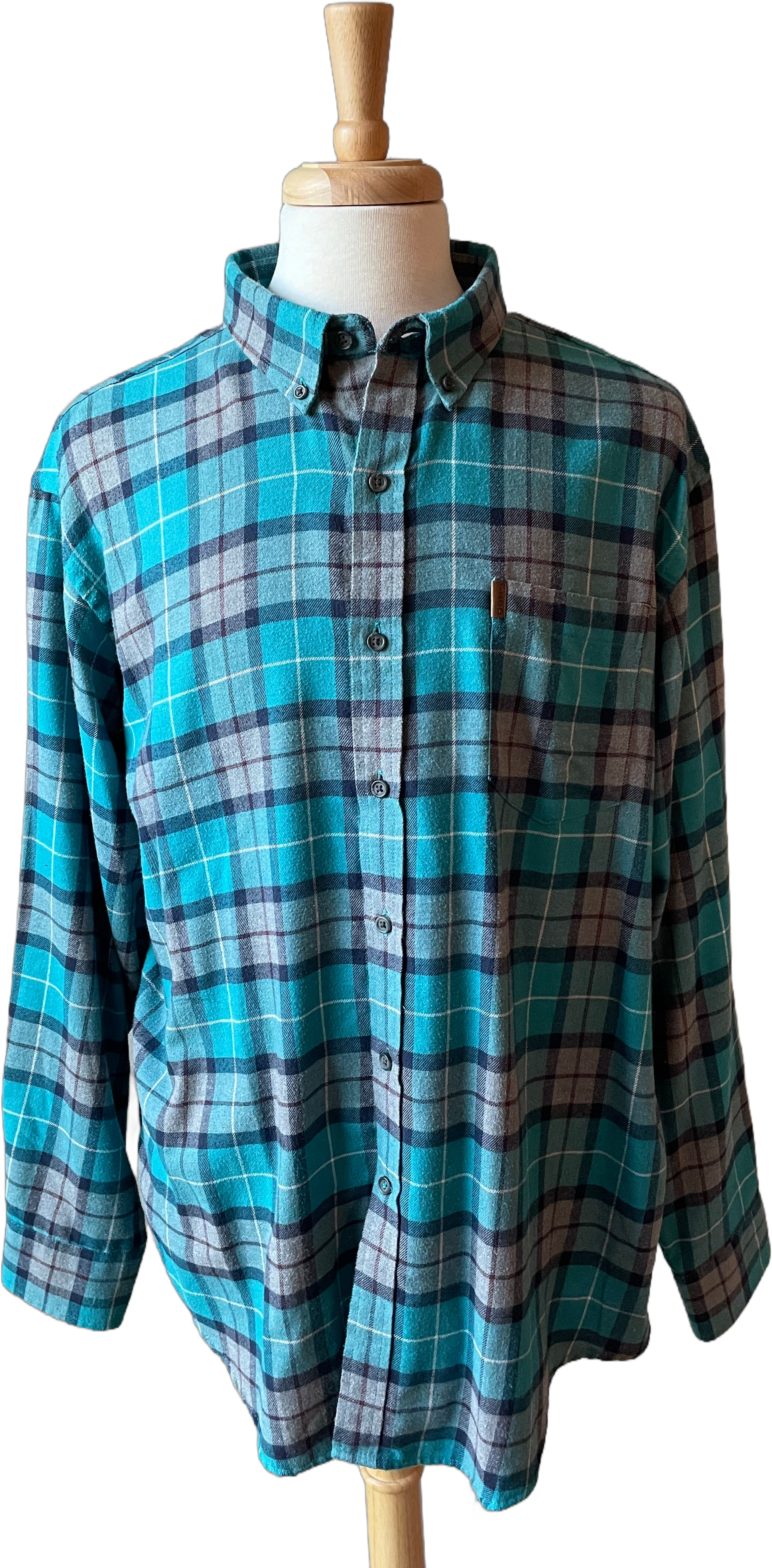 IZOD Men's Green Plaid Flannel Shirt (XXL)