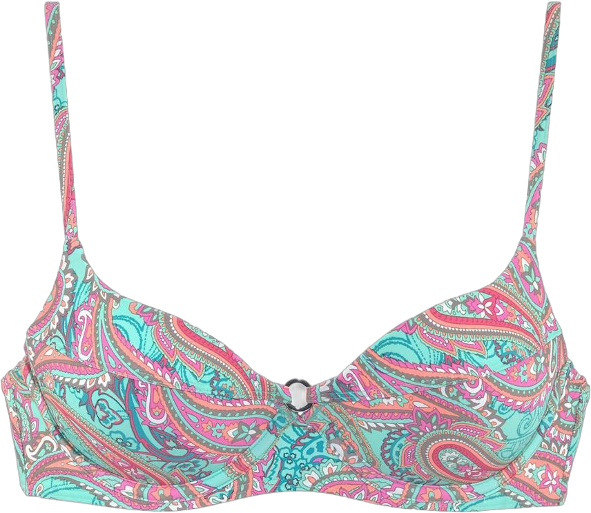 LASCANA Women's Ring Detail Underwire Bikini Top Paisley Mint Printed 36C