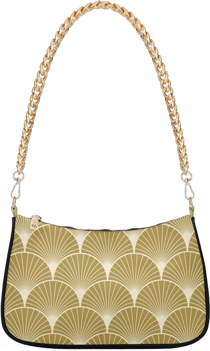 Gold Art Deco Pattern Handbags for Women Chain Shoulder Bag Womens Tote Clutch Purses with Zipper