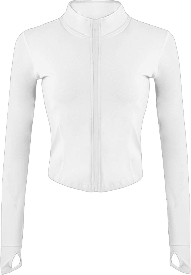 Lviefent Womens Lightweight Full Zip Running Track Jacket Workout Slim Fit Yoga Sportwear with Thumb Holes Medium White