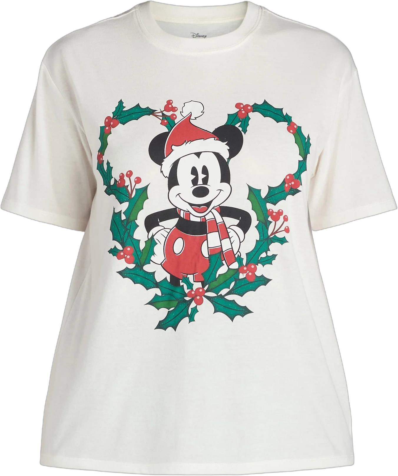 Disney Mickey Mouse Women's Christmas Graphic Tee with Short Sleeves, Sizes XXS-XXL