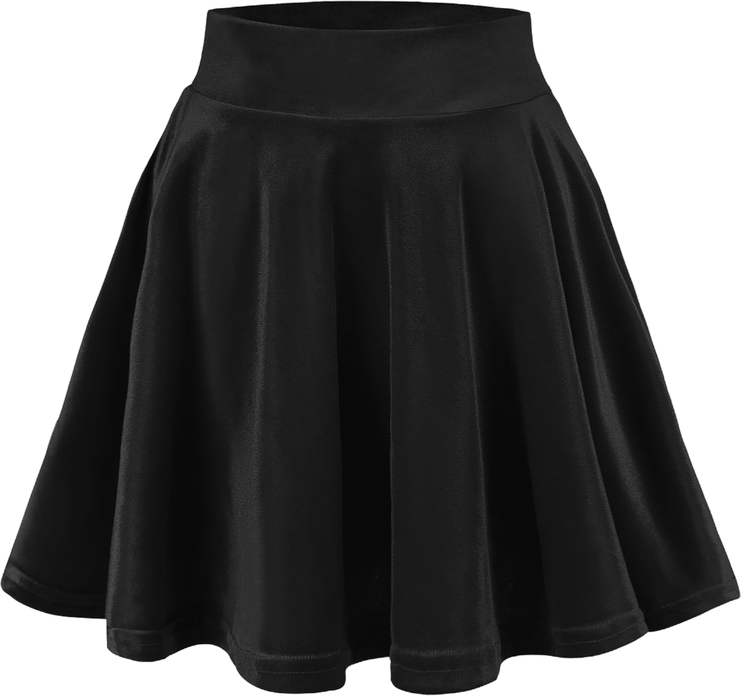 Urban CoCo Women's Vintage Velvet Stretchy Mini Flared Skater Skirt Medium Black