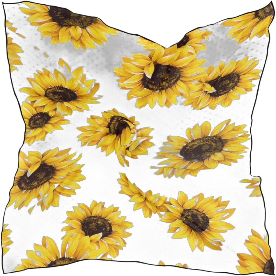 Women's Graphic Print Premium Silk, Sunflower Silk Scarf Square, 24X24 Inches