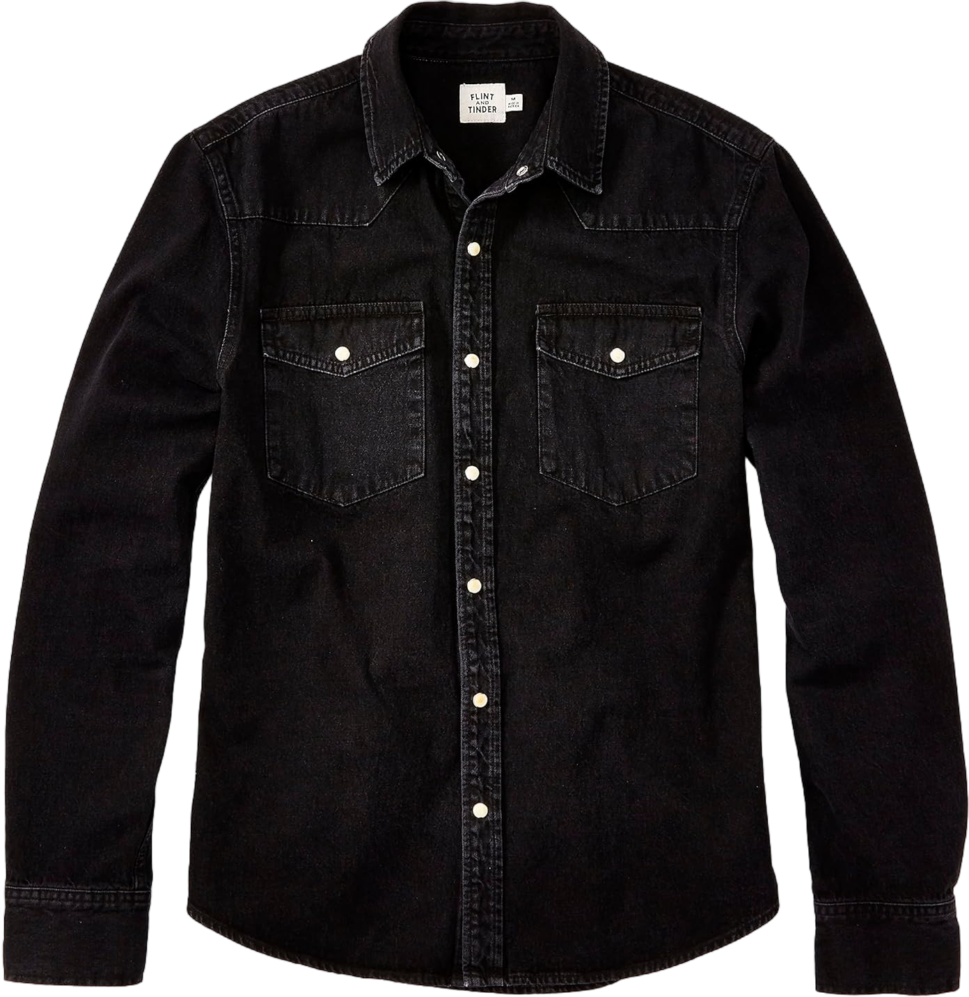 Flint and Tinder Men's Bone Button Western Shirt, Long Sleeve Denim Button-Up with Snap Buttons