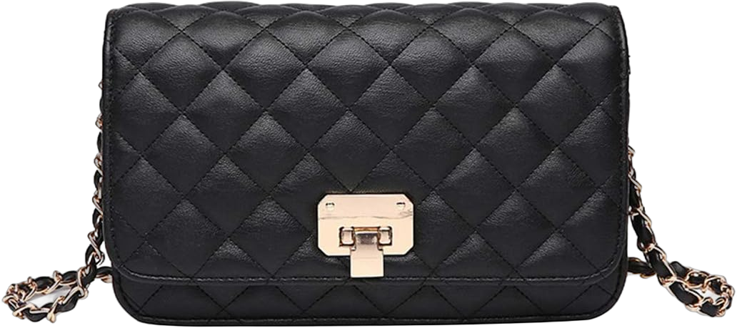 Women Leather Shoulder Bag Fashion Clutch Handbag Quilted Designer Crossbody Bag with Chain Strap Black