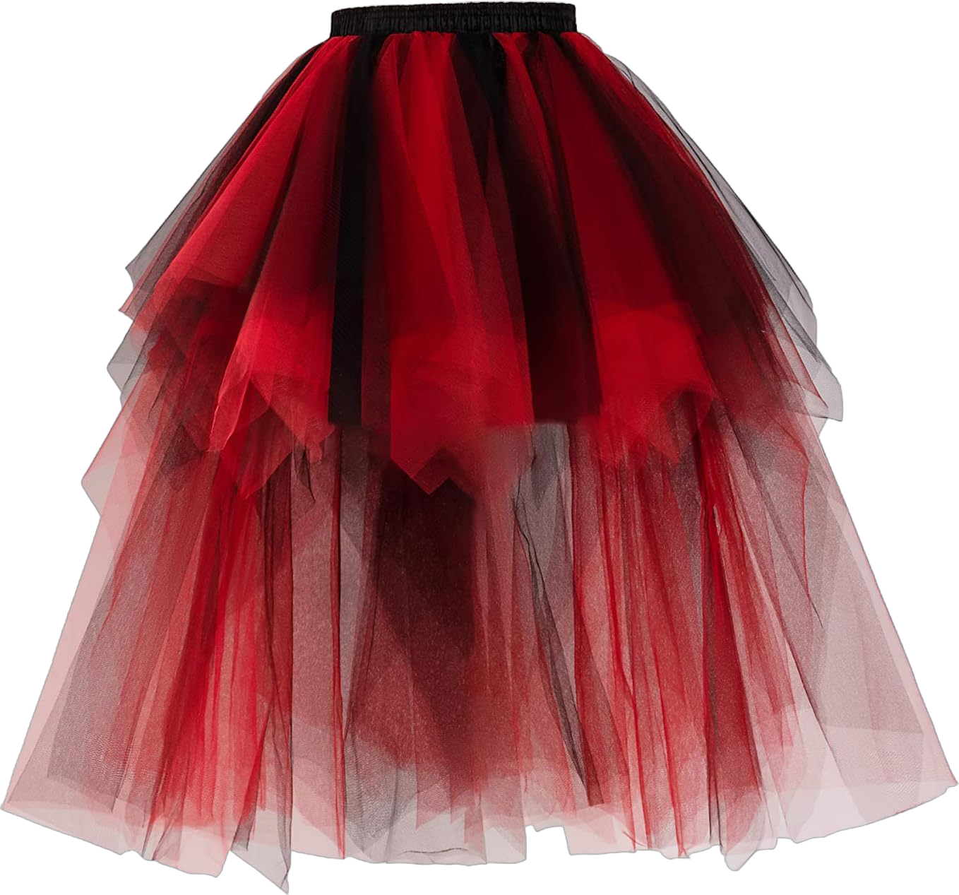 Tulle Skirts for Women High Low 50s Vintage Colorful Tutu Petticoat Ballet Bubble Dance Skirt for Cosplay Party One Size Black Red