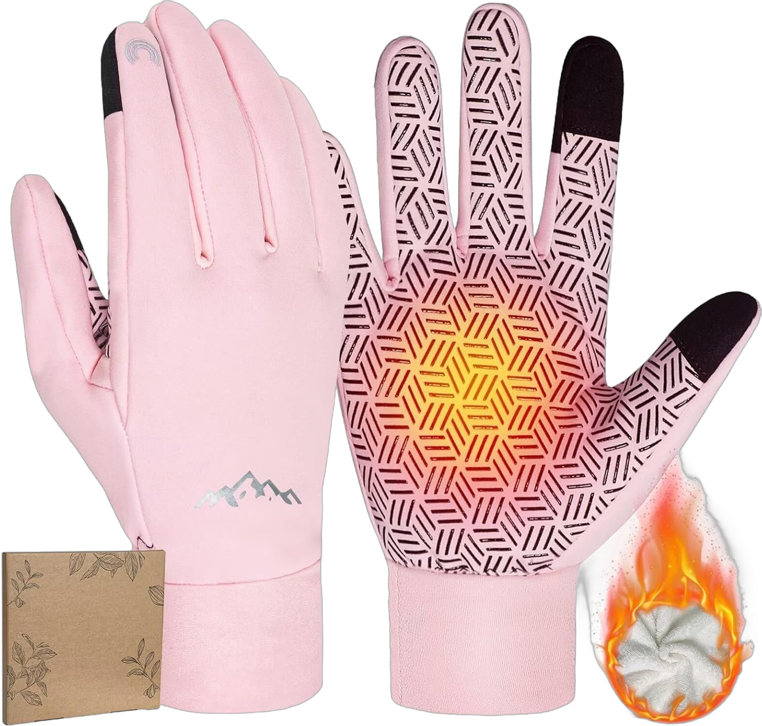 Pixel Panda Winter Gloves for Men Women Warm Touchscreen Gloves for Cold Weather Thin Water-Resistant Windproof Non-Slip Gloves for Cycling, Driving, Running, Hiking XX-Large Upgrade【Warm+Water-resistant】Pink