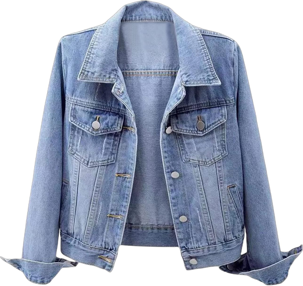 Wyeysyt Women's Casual Denim Jacket Long Sleeve Button Down Distressed Ripped Jean Jacket Coat with Pockets