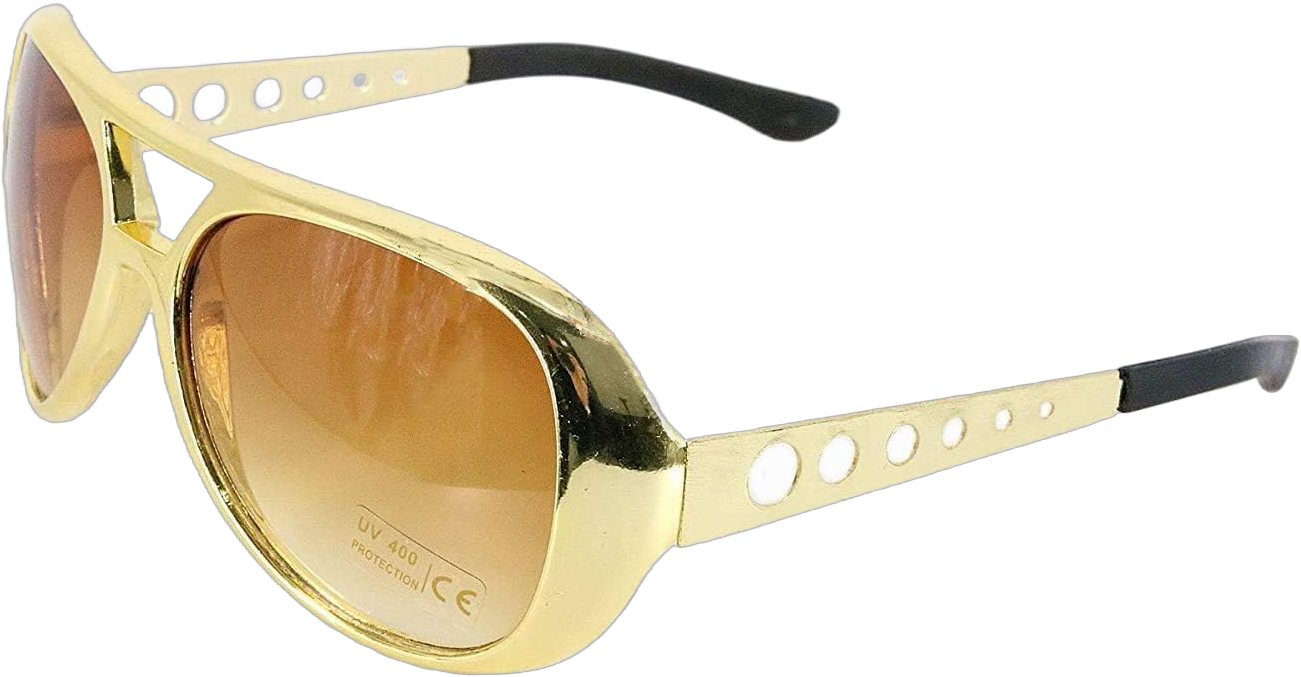 Gold Disco Glasses for Cosplay 50s Rock Star 60s Aviator Sunglasses Halloween Costume Accessory