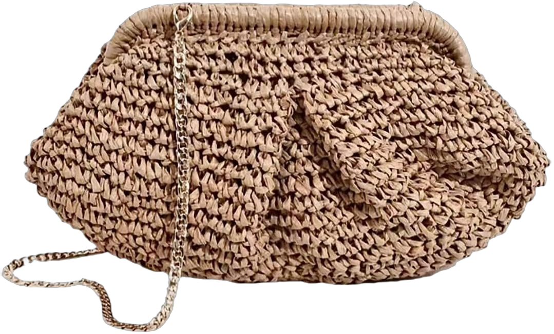 Straw Beach Bag, Dumpling Woven Crossbody Bag for Women, Shoulder Handbag, Retro Boho Bag for Shopping Travel Khaki